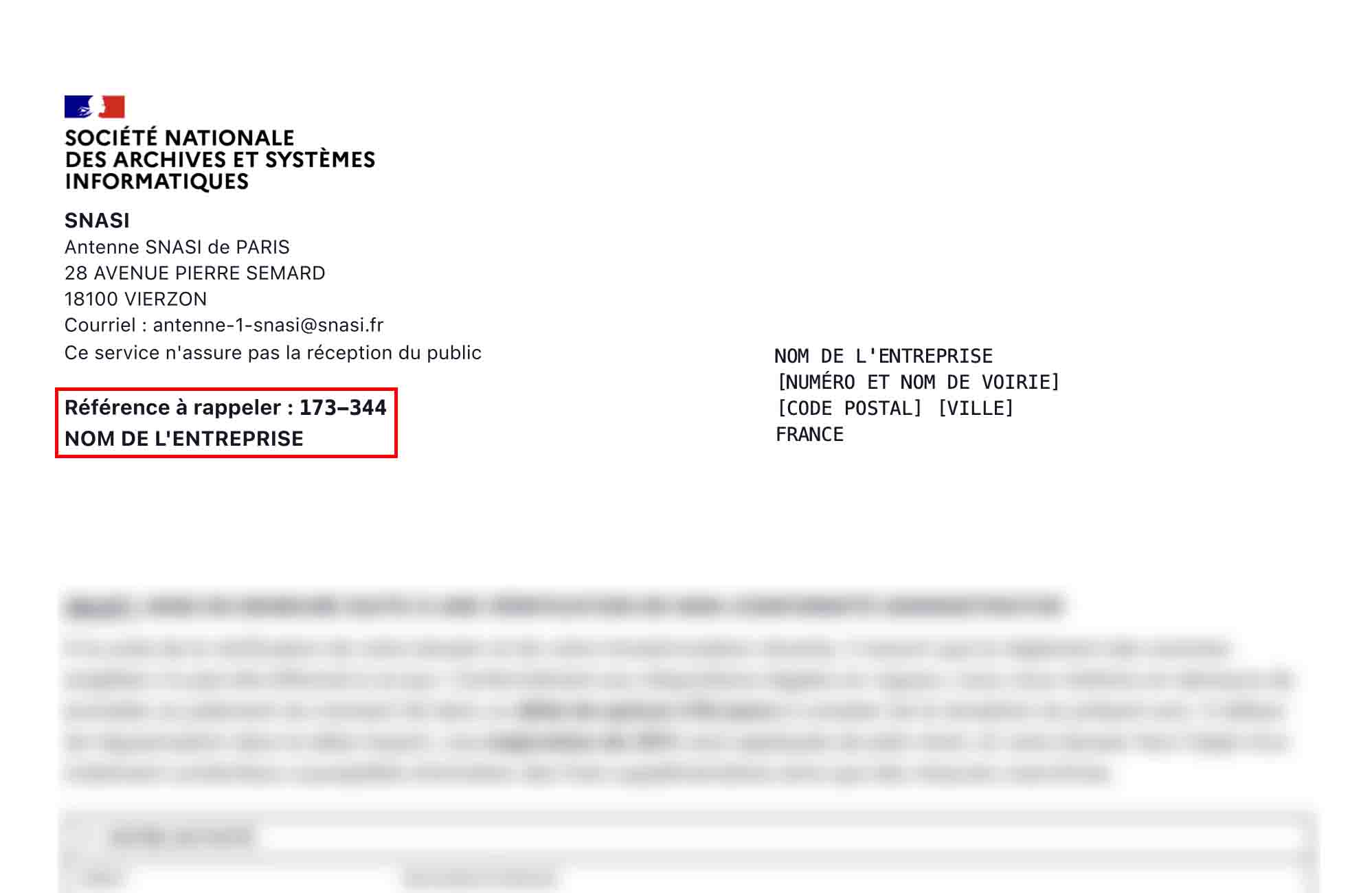 Exemple de courrier